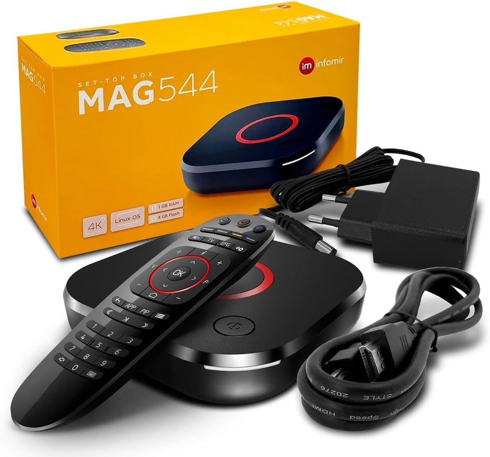 MAG 544w3 IPTV Set Top Box mit 4K und HEVC H 265 Unterstützung Linux WLAN integriert