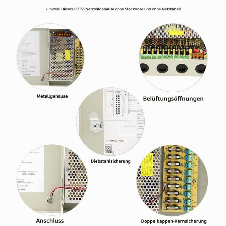Weishuo 9 Kanal Netzteil Kasten für CCTV Kamera Videoüberwachung Leistungsnetzteil 12V DC10A 120W
