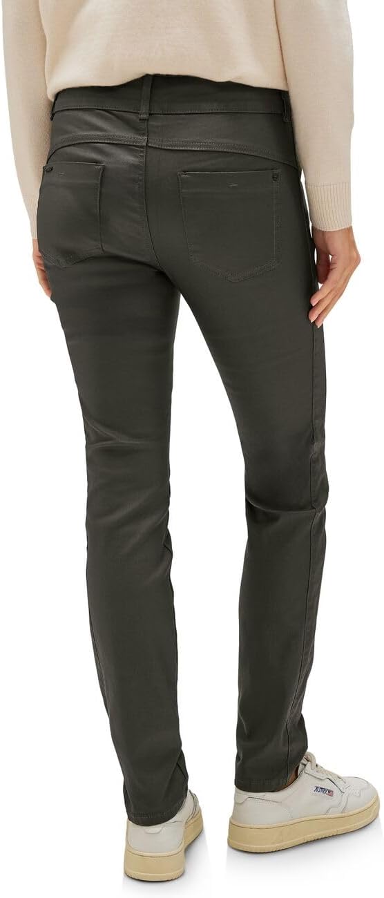 Street One Damen Hose Slim Coating 34W / 30L Woods Green, 34W / 30L Woods Green
