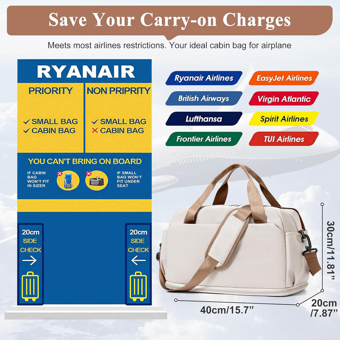 Reisetasche Damen 40x30x20 Ryanair Handgepäck Tasche Sporttasche Weekender Bag Schwimmtasche Wasserd