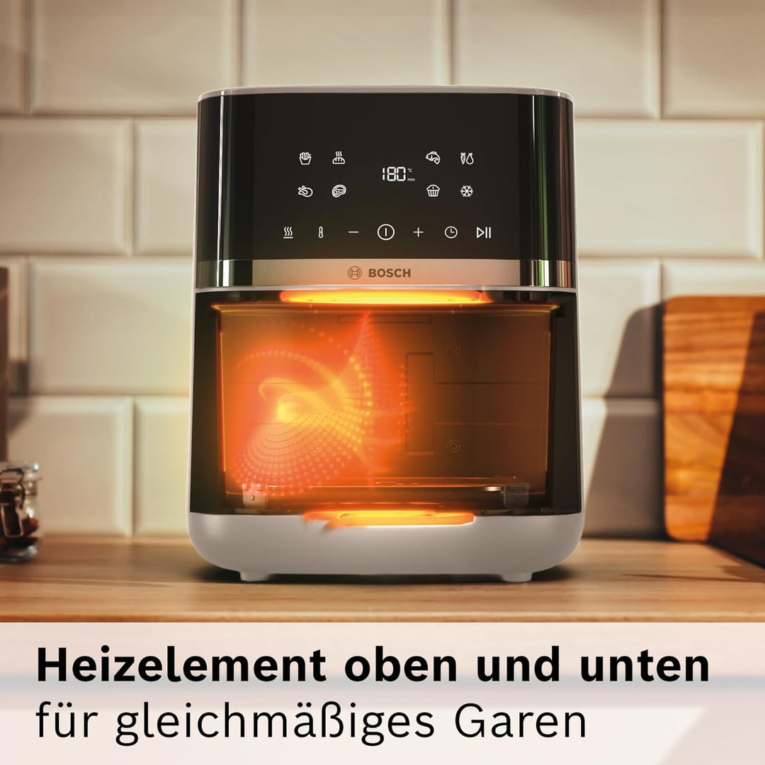 Bosch Heissluftfritteuse Serie 4, XL Air Fryer, creme, 6,1 L Fassungsvermögen, 7 Voreinstellungen, A