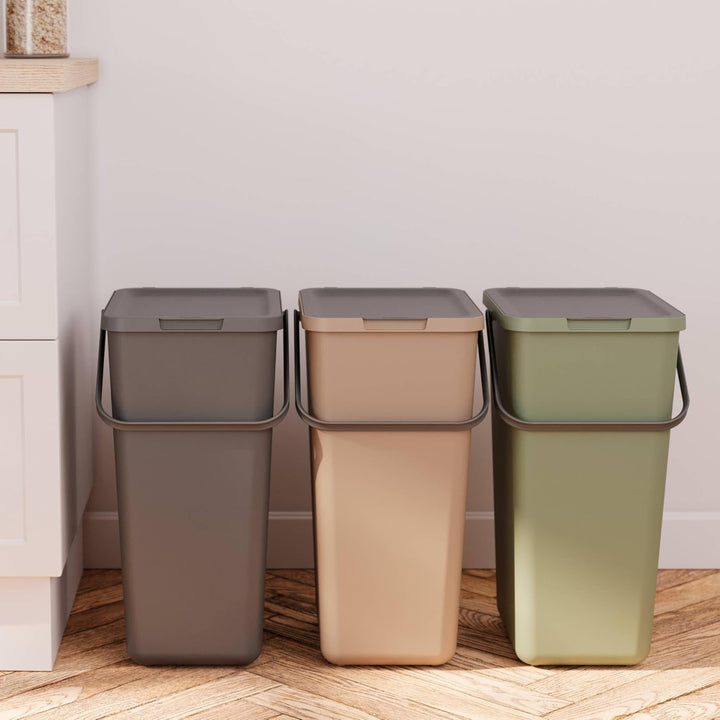SUNDIS Loops, 32L Mülleimer für Mülltrennung im Innenbereich, rechteckig, aus recyceltem Kunststoff,