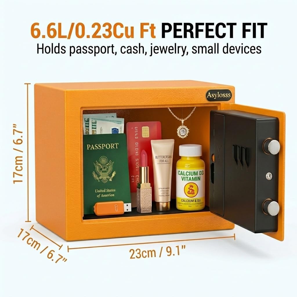 6,6 L Digitaler Safe mit Tastatur &amp; Ersatzschlüsseln | Stahllegierung, wandmontierbar, Alarmsystem –