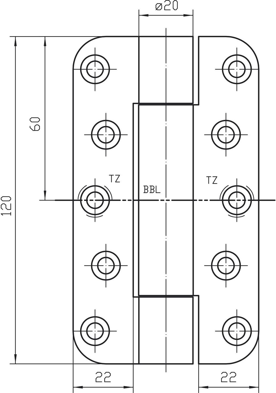 Simonswerk Stahl Tape – Objekt Variante vn2828/120 Scharnier tuerband Edelstahl, Edelstahl