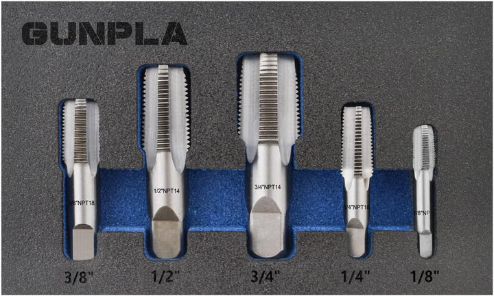 Gunpla NPT Rohrgewindebohrer Set Form C-G, 5tlg. G1/8", G1/4", G3/8", G1/2", G3/4" Zoll, Legierter S