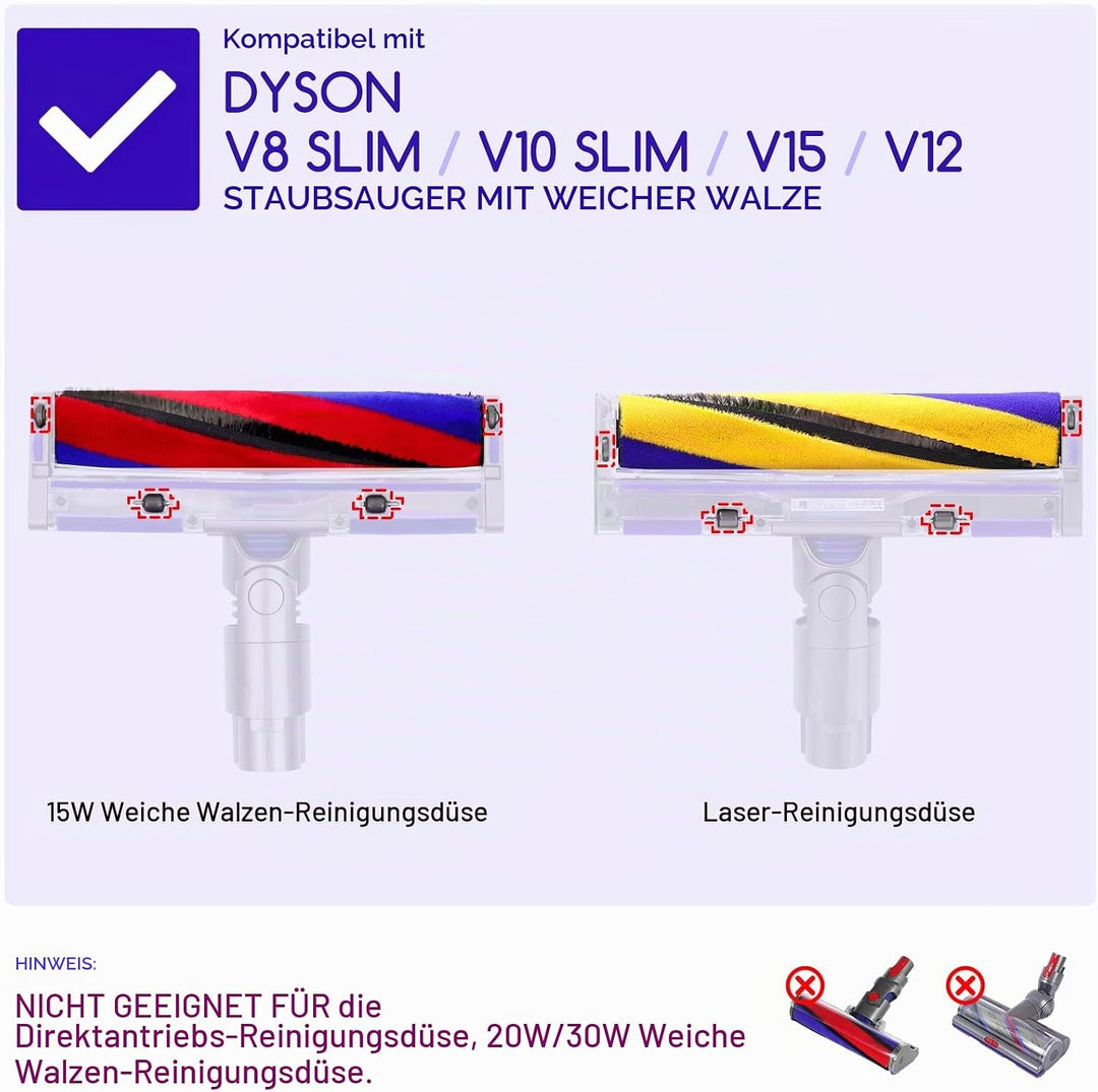 V15 V12 Bürste + Rollen für Dyson V12 Detect Slim Absolute Bürstenwalze, V15 Bürsten Zubehör, V8 /V1