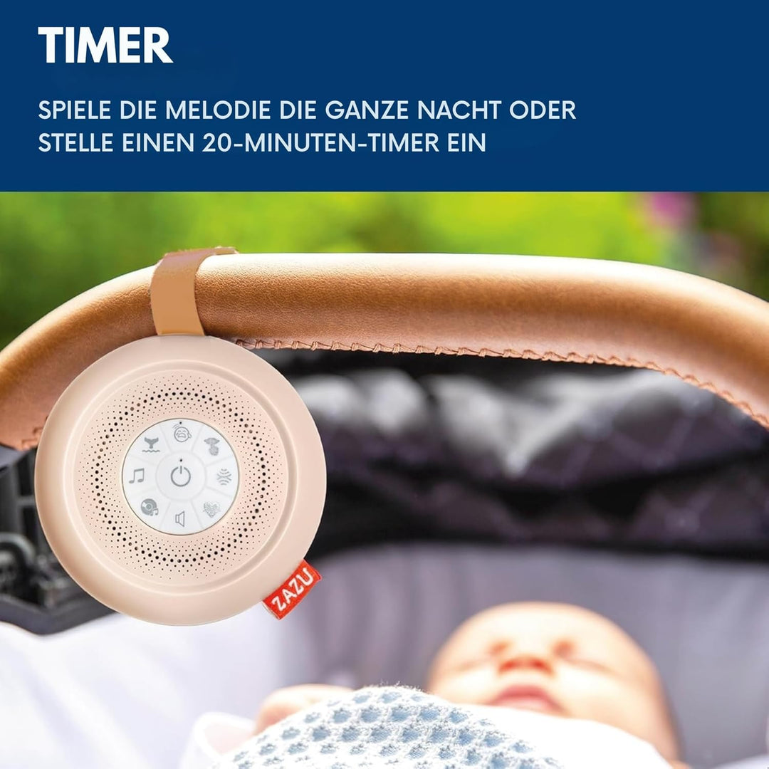 ZAZU Suzy Deluxe Einschlafhilfe für Babys – Geräuschmaschine mit 14 Sounds, Schreisensor, 20-Min-Tim