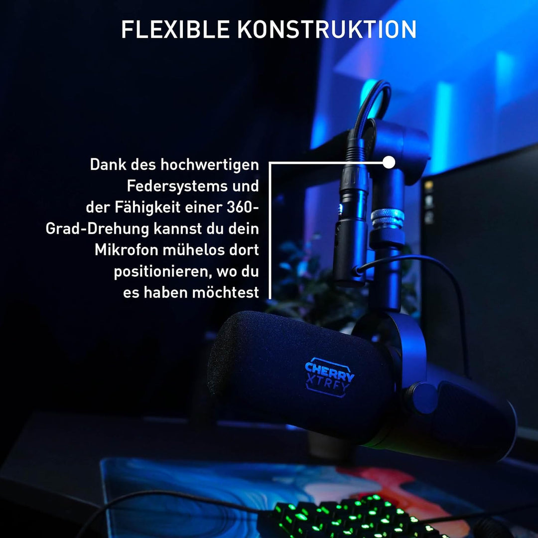 CHERRY XTRFY NGALE BOOM ARM, Robuster Mikrofonarm aus Aluminium, Integriertes Kabelmanagement, 3/8 Z