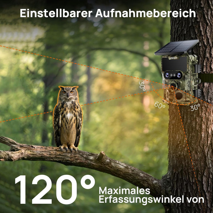 iZEEKER Wildkamera WLAN Duales Objektiv 4K 30fps 60MP, Wildtierkamera mit Sternenlicht Nachtsicht Be