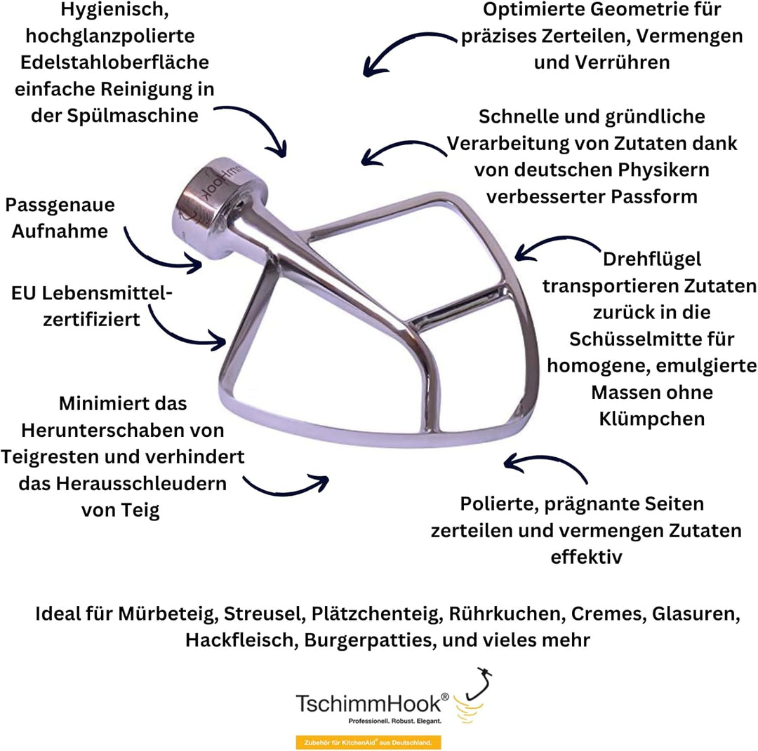 TschimmBeat Edelstahl Rührer - Qualität mit deutscher Präzision - Robuster Edelstahl Flachrührer - H