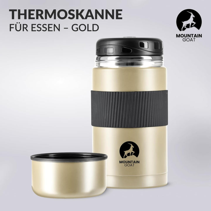 MOUNTAIN GOAT Thermobehälter für Essen 1L aus Edelstahl, Doppelwandig, Druckentlastungsventil, Isoli