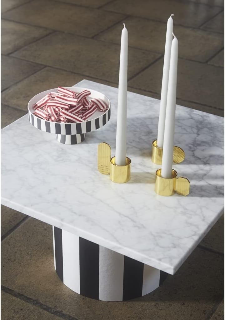 OYOY Living Toppu Tray Black / White Schale Dekoschale Rund Keramik Gestreift Schwarz Weiss 20x9 cm