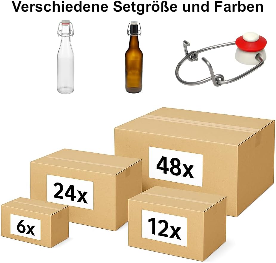 hocz 10er Set Bügelflaschen Bügelflasche Glasflaschen 100ml mit Bügelverschluss zum Selbstbefüllen G