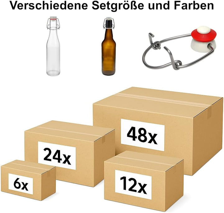 hocz 10er Set Bügelflaschen Bügelflasche Glasflaschen 100ml mit Bügelverschluss zum Selbstbefüllen G