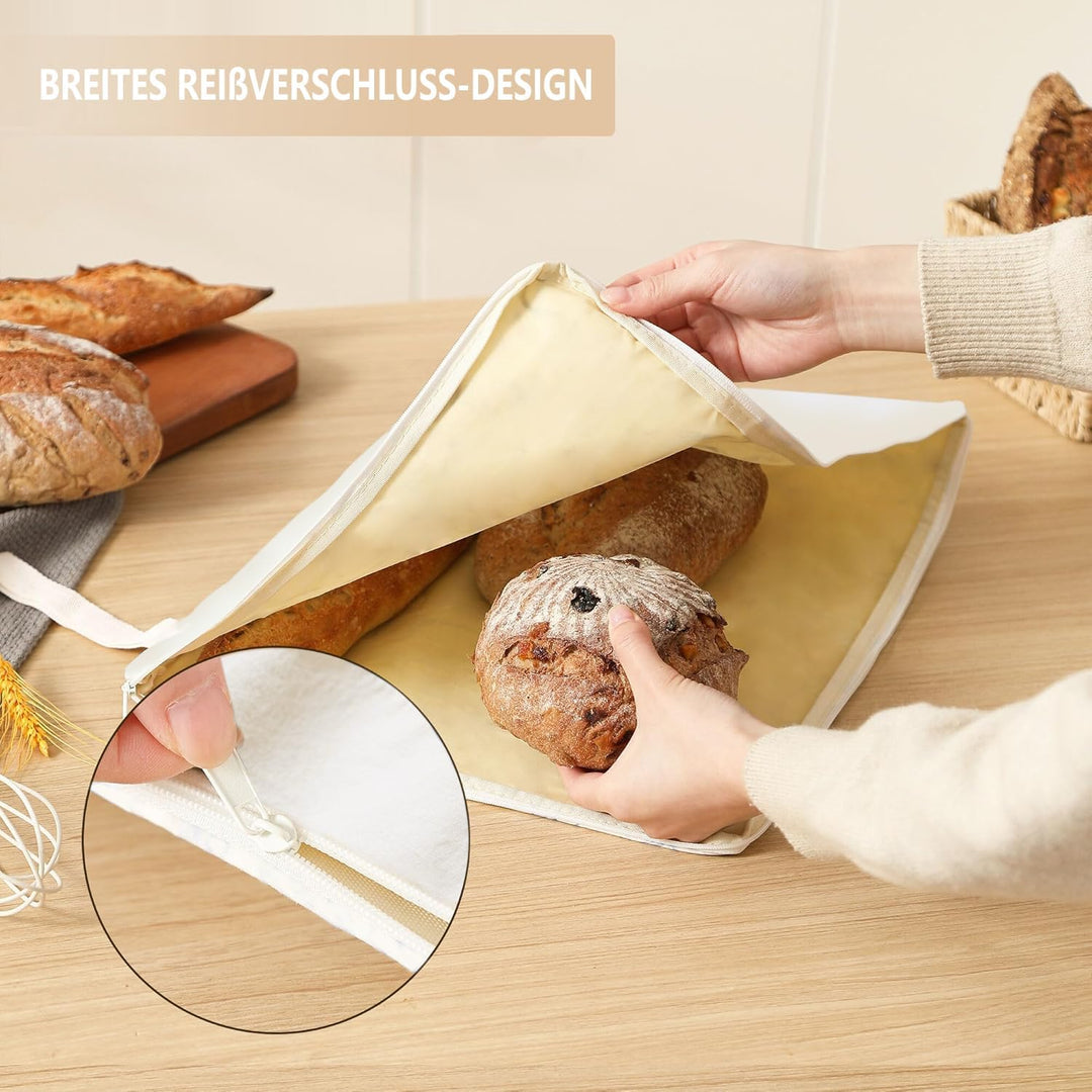 Brotbeutel，Brotbeutel aufbewahrung frischhalten,2 Pack XL，Feuchtigkeit und Verschmutzung Prssvention