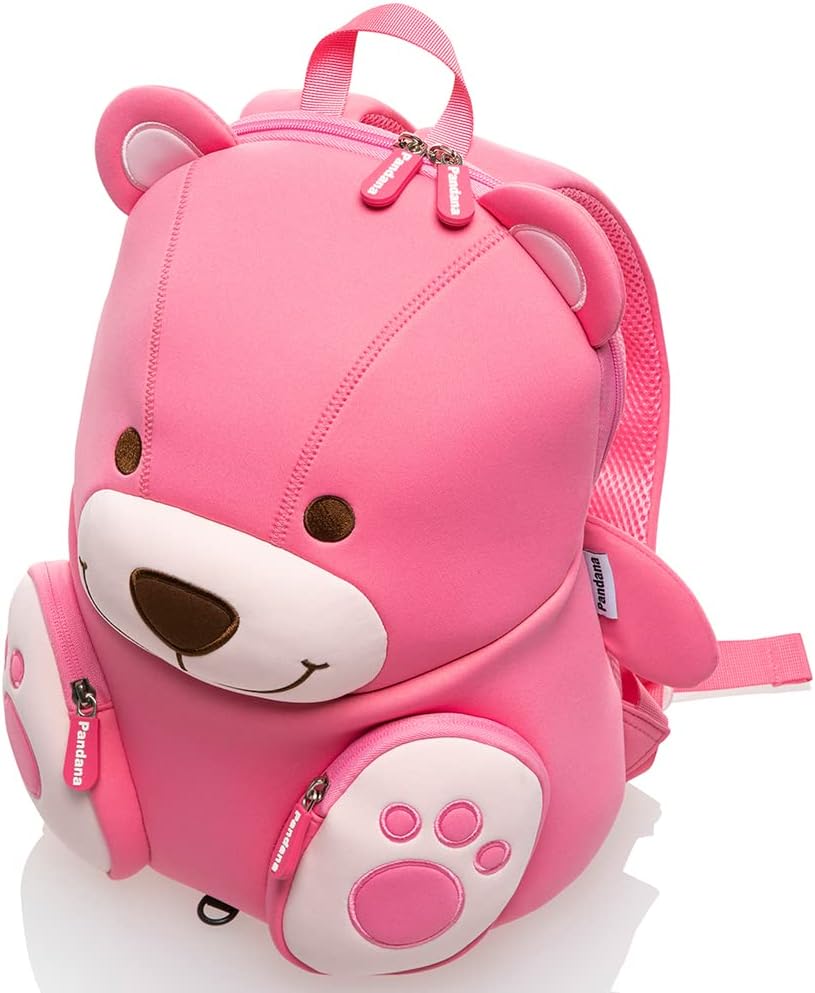Pandana Grosser Kinderrucksack Bella Bär mit Brustgurt für Mädchen im Kindergarten oder Kita aus iso