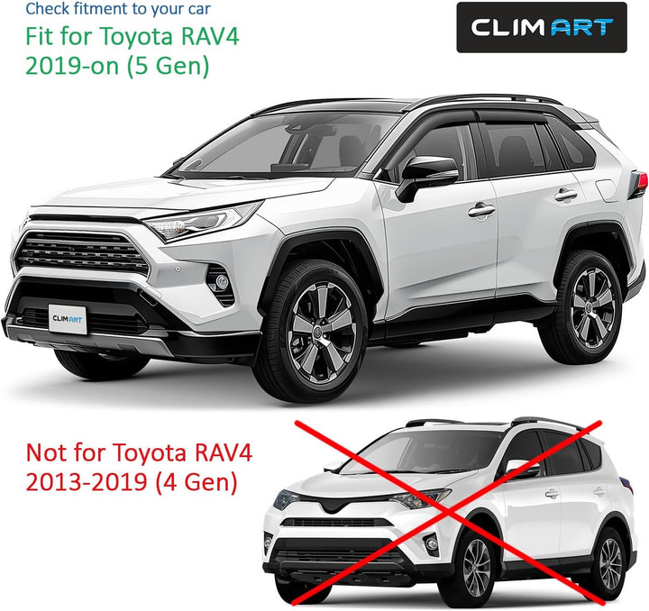 CLIM ART Windabweiser für/kompatible mit Toyota RAV4 2019-2026 (V) - Stick-on Regenabweiser - Autofe