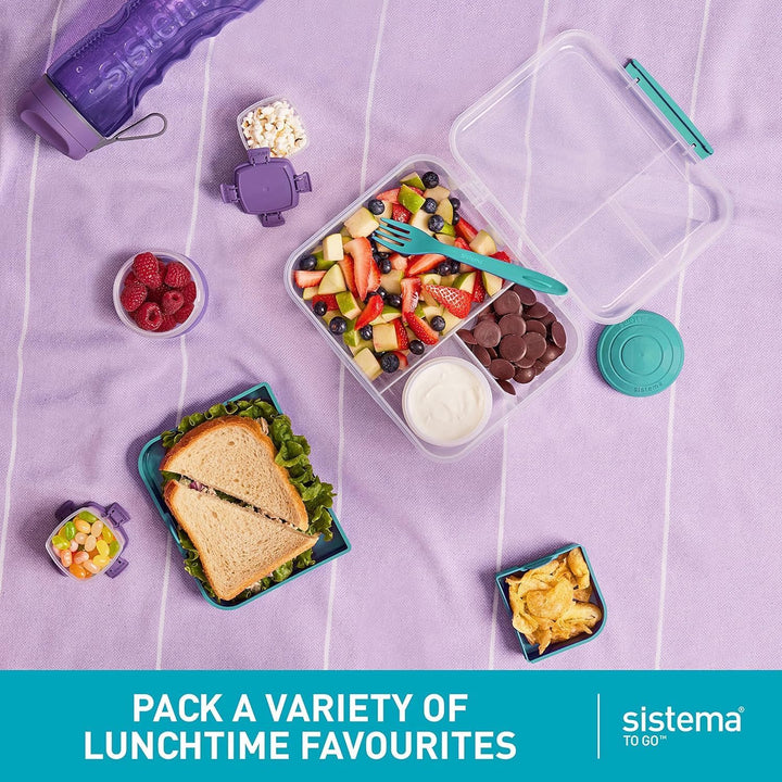 Sistema Bento Box LUNCH Aufbewahrungdose mit Fächern | 1,65 L Lunchbox mit auslaufsicherem Joghurt-