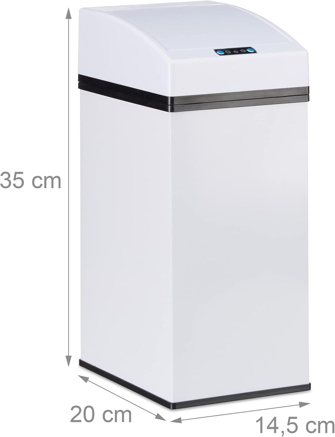 Relaxdays, weiss Sensor Mülleimer, Automatikdeckel, Inneneimer mit Griff, hygienisch, 7 L, Stahl, Hx