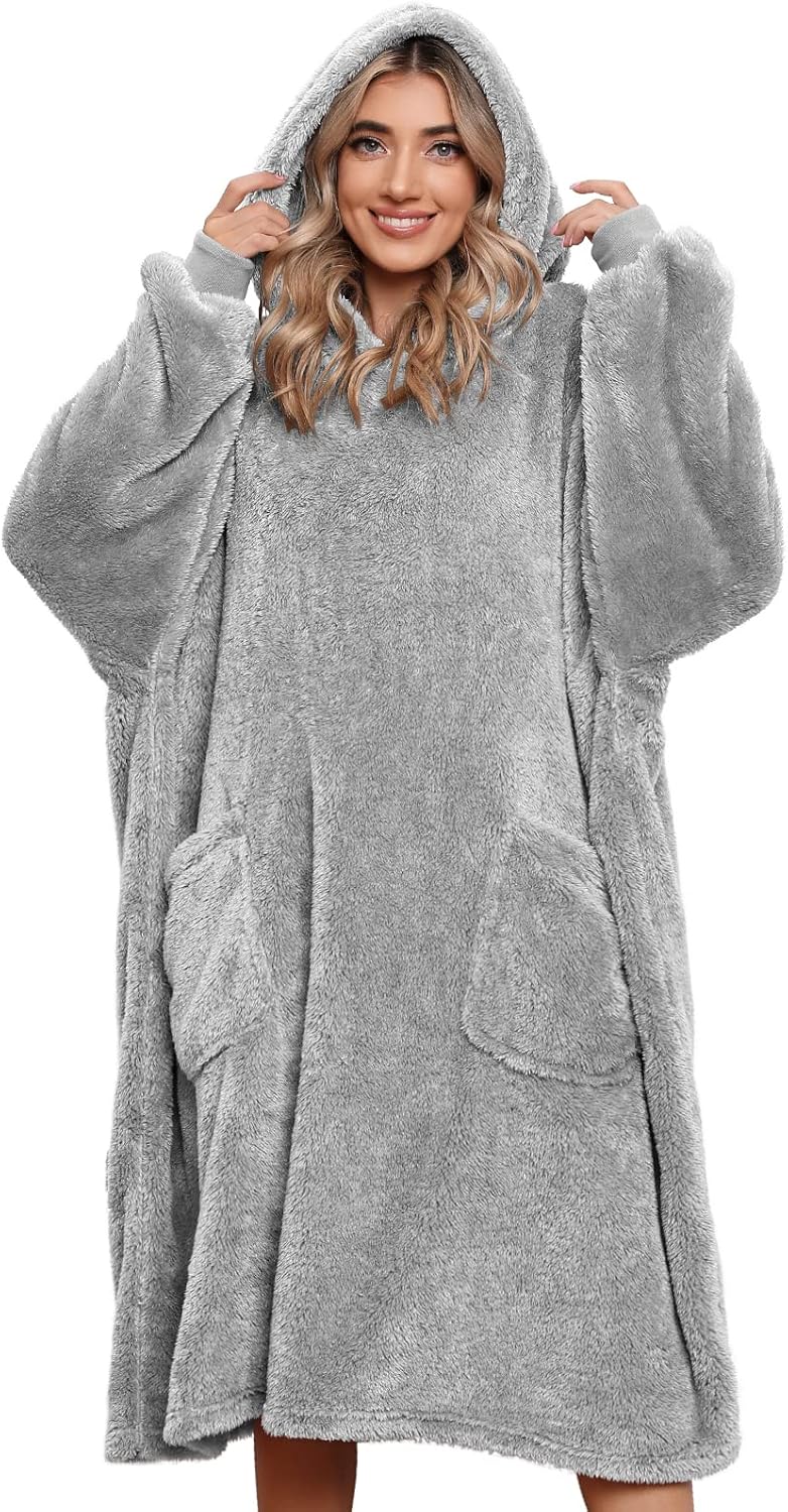 Tuopuda Übergrosse Hoodie Sweatshirt Damen Herren Decke Sweatshirt Pullover mit Kapuze Langarm Kapuz