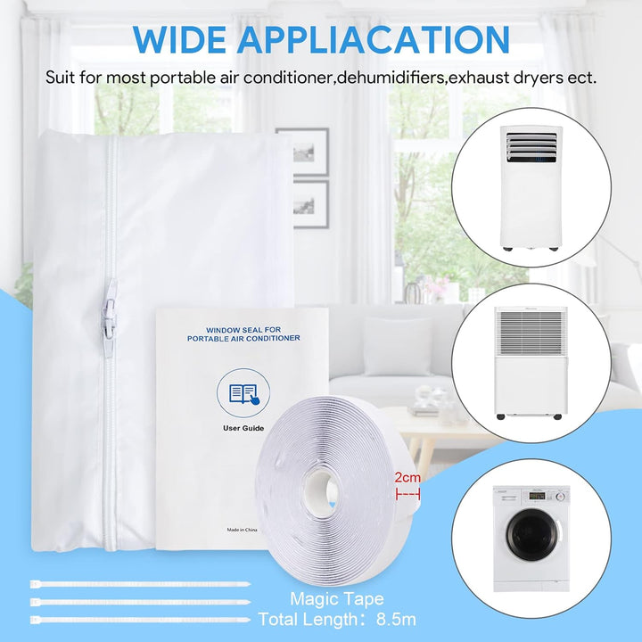 EGNBU 400CM Fensterabdichtung für Mobile Klimageräte, Klimaanlagen, Wäschetrockner, Ablufttrockner,