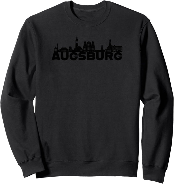 Augsburg Bayern Deutschland Skyline Silhouette Umrissskizze Sweatshirt