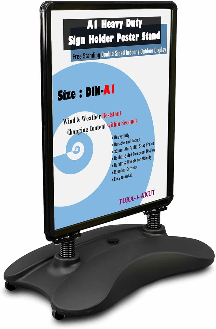 TUKA-i-AKUT A1 Kundenstopper Plakatständer Wind-Sign Beidseitig für 2 Plakate, Werbeaufsteller Mobil