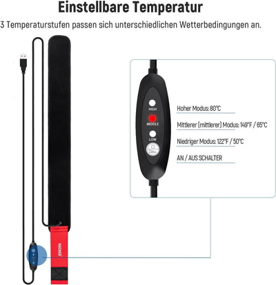 NEEWER USB Objektivheizung, 500mm Objektivwärmer für DSLR Kamera und Teleskop, 3 Temperatureinstellu