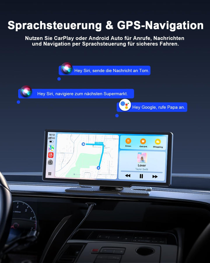 Avylet 8,1 Zoll Wireless Carplay Display für Android Auto&Apple Carplay, Tragbares IPS Touch Bildsch