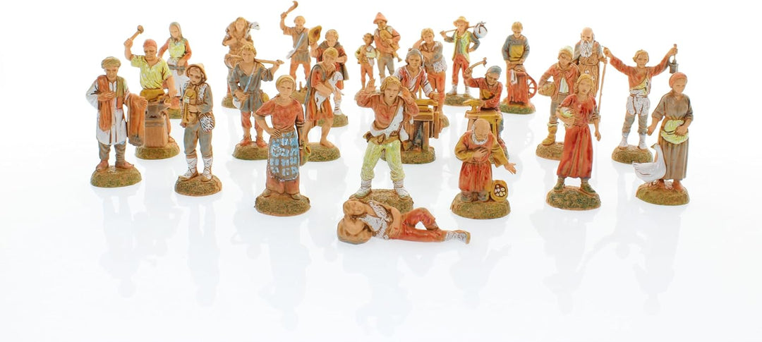 Moranduzzo Hirten-Gruppe 24 Figuren für 6 cm Krippe – MINI 6 – Massstab 1:32 – Unzerstörbare, Handbe