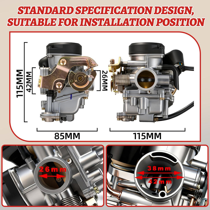 JFG RACING 26 mm CVK26 Vergaser Ersatz für ATV Scooter GY6 150 cc 200 cc 250 cc Motorrad Roller cvk2