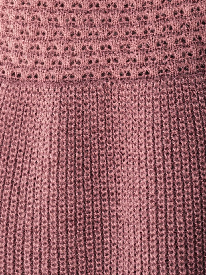CUPSHE Damen Strickkleid Pulloverkleid V Ausschnitt Langarm Wabenmuster Feinstrick Pullikleid Knit S