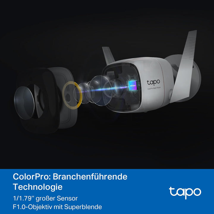 Tapo C325WB Überwachungskamera Aussen, ColorPro Nachtsicht, Objektiv mit Superblende, 2K Hochauflösu
