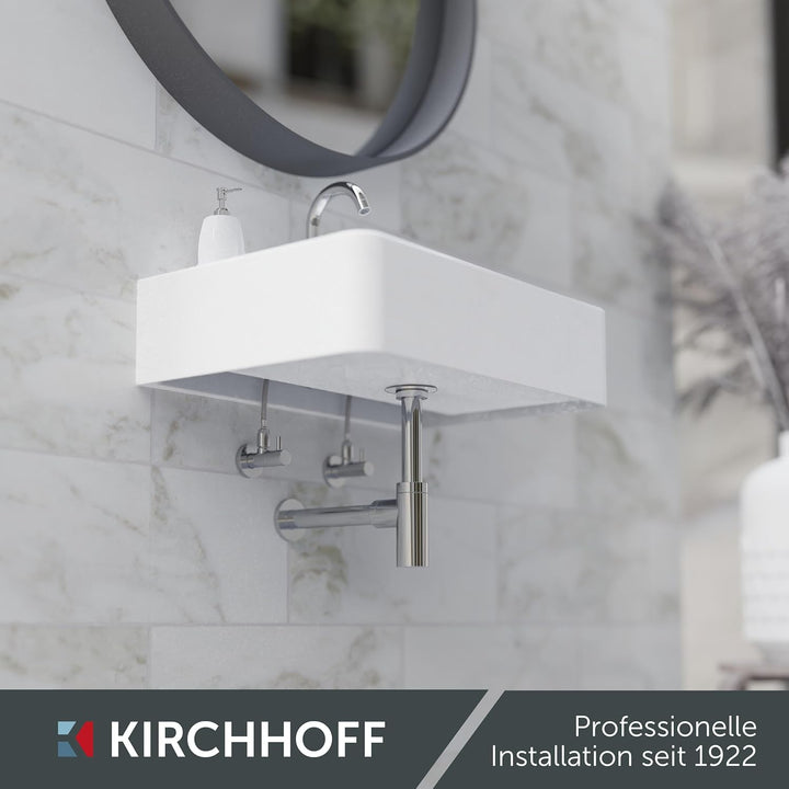 Kirchhoff Design Siphon, Abfluss, Ablaufgarnitur für Waschbecken und Waschtisch, Geruchsverschluss m