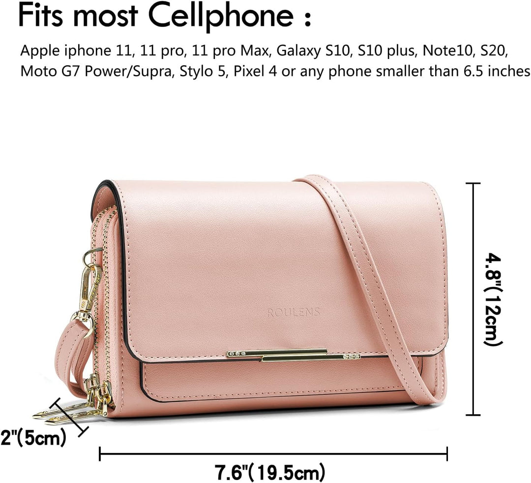 Roulens Klein Handy Umhängetasche,Damen Kleine Umhängetasche,PU Leder Crossbody Schultertasche Reise