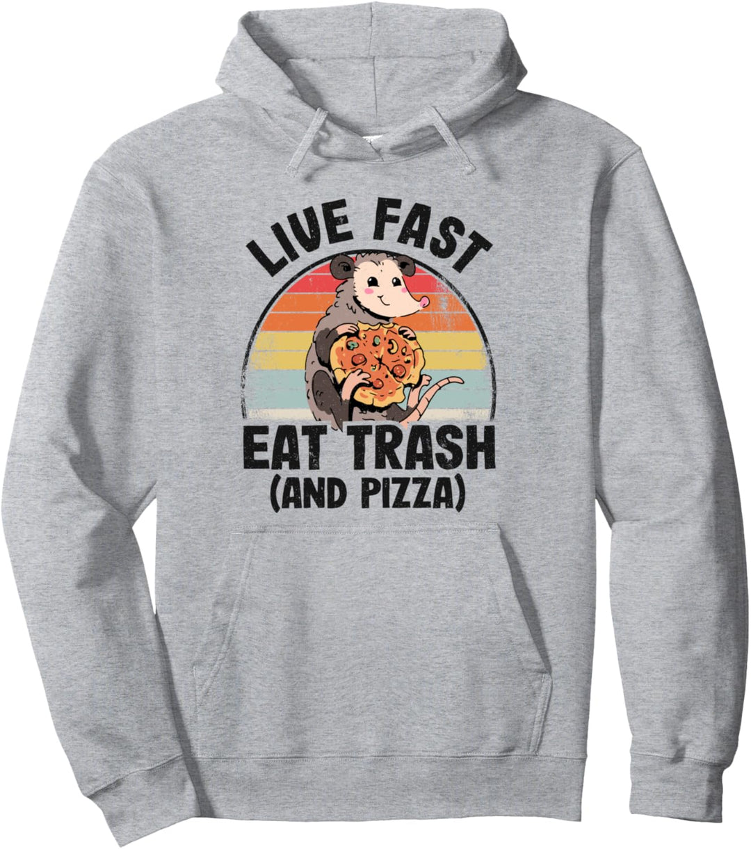 Live Fast Eat Müll und Pizza Opossum Süsses Opossum Pullover Hoodie