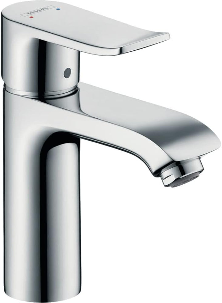 hansgrohe Niederdruck Waschtischarmatur Metris, Wasserhahn Bad mit Auslauf Höhe 110 mm, mit Zugstang