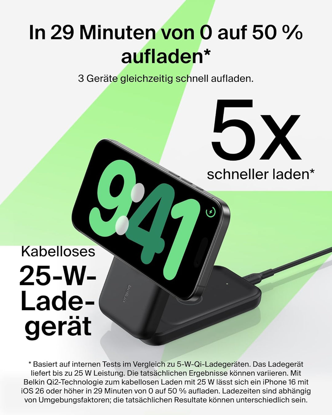 Belkin UltraCharge 3 in 1 Ladestation mit Qi2.2, 25W, Ladegerät MagSafe Kompatibel, Induktive Ladest