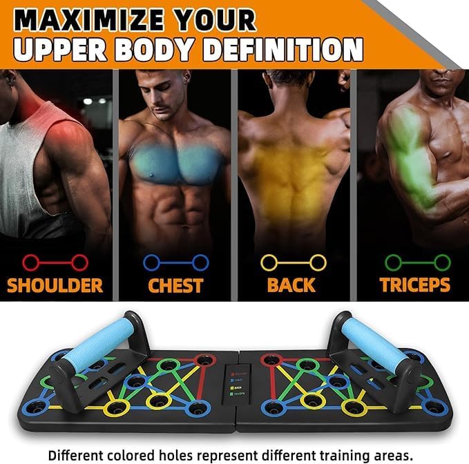 Push-Up Liegestütz-Brett; Faltbares Multifunktions Elite Rack Fitness-Board für Ganzkörper-Training