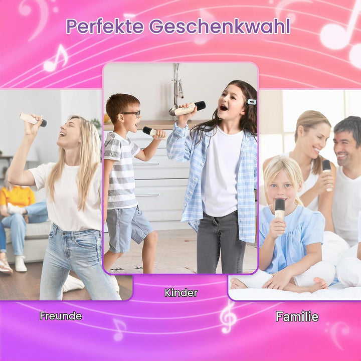 Karaoke Maschine mit 2 Mikrofonen, Geburtstag Geschenk für Kinder ab 3 Jahre, Karaoke Maschine Kinde