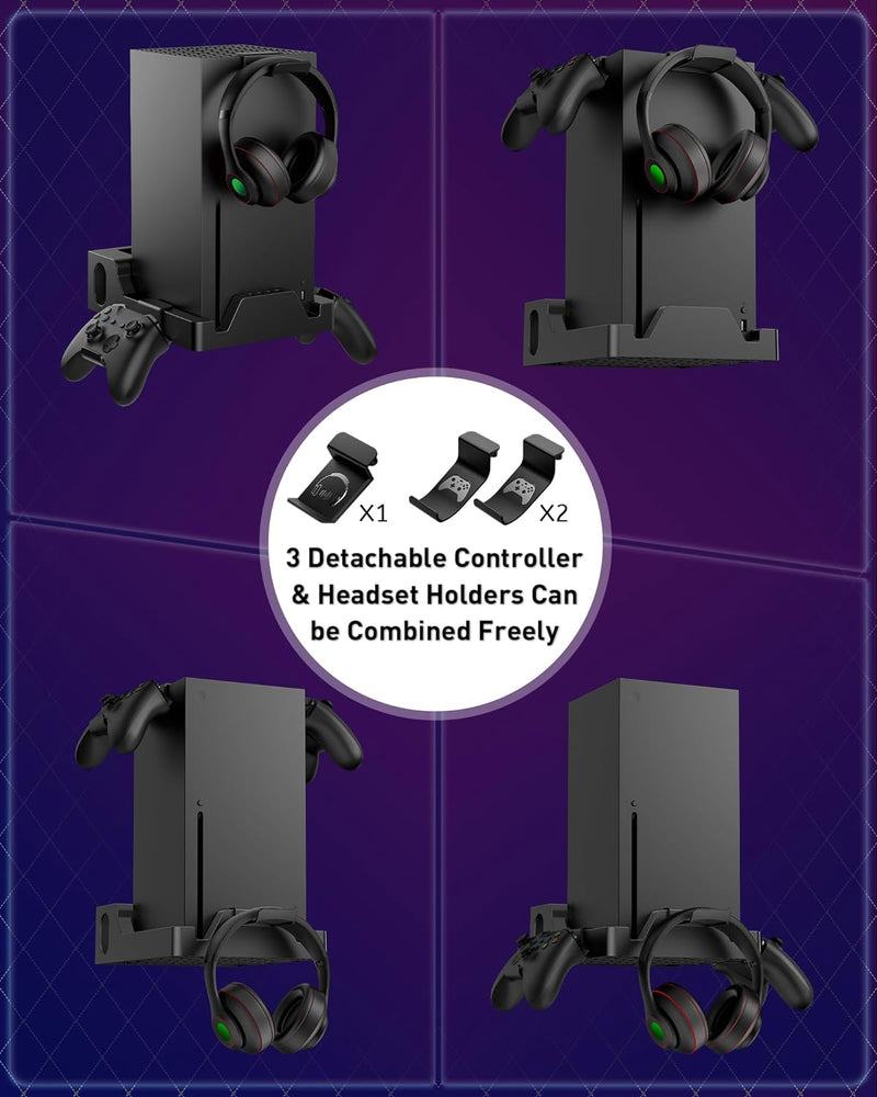ZAONOOL Wandhalterung für Xbox Series X mit 2 Controller Halterungen und Headset Ständer, Wandhalter