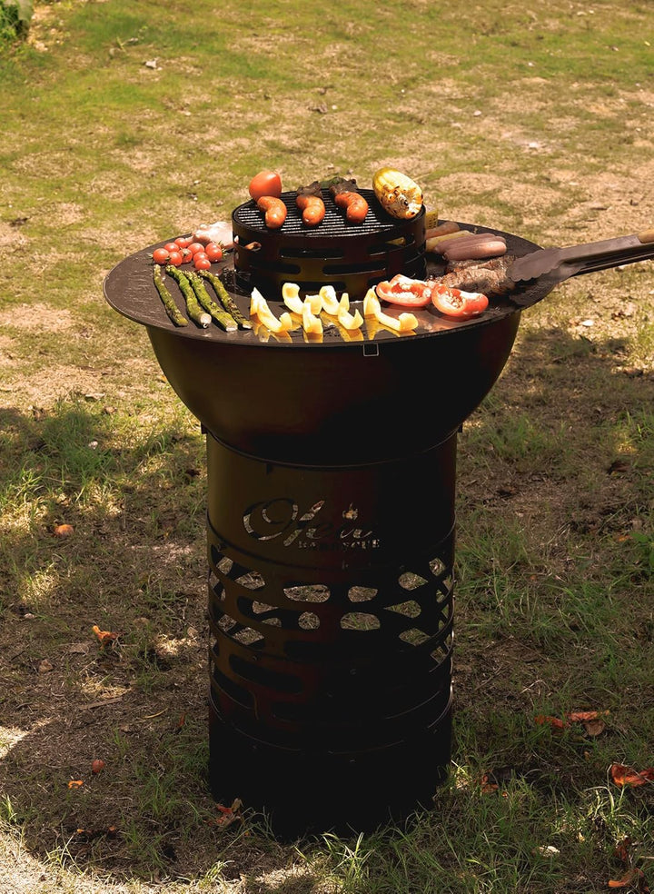 Oleio BBQ Design Schwarzer Wokaufsatz für Feuerplatte | Grillring | Plancha | Grillplatte Wokkrone K