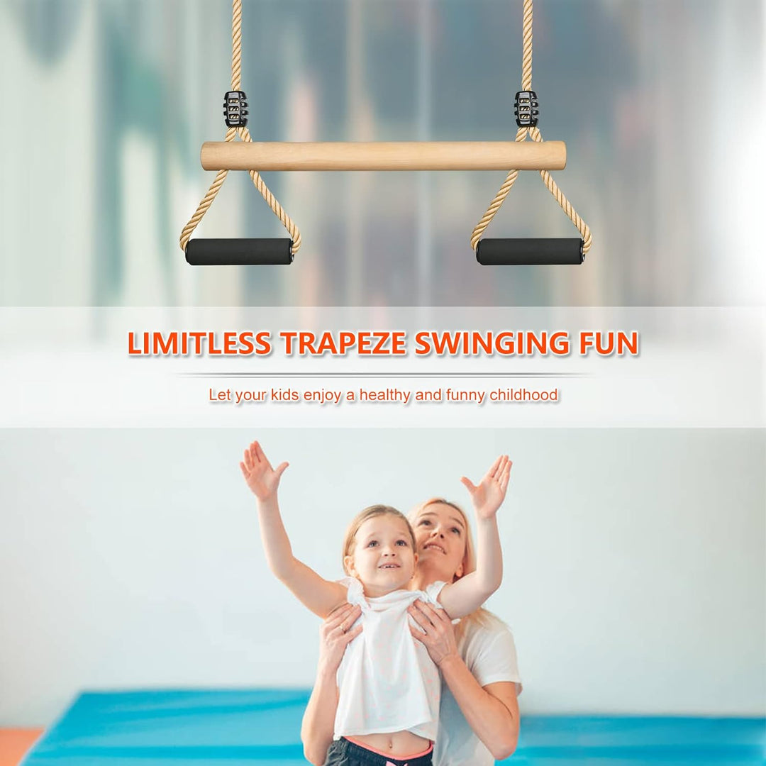 Trapez Schaukel, Kinderholz Multifunktions Einstellbar Schaukel mit Weicher Schwamm Griff Indoor Out