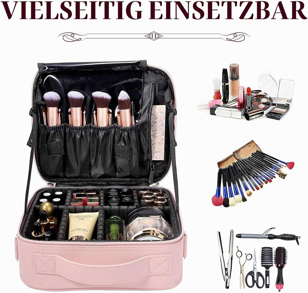 Kosmetiktasche, Kosmetikkoffer Grosse Kapazität Professionelle PU Leder Make Up Organizer Tasche was