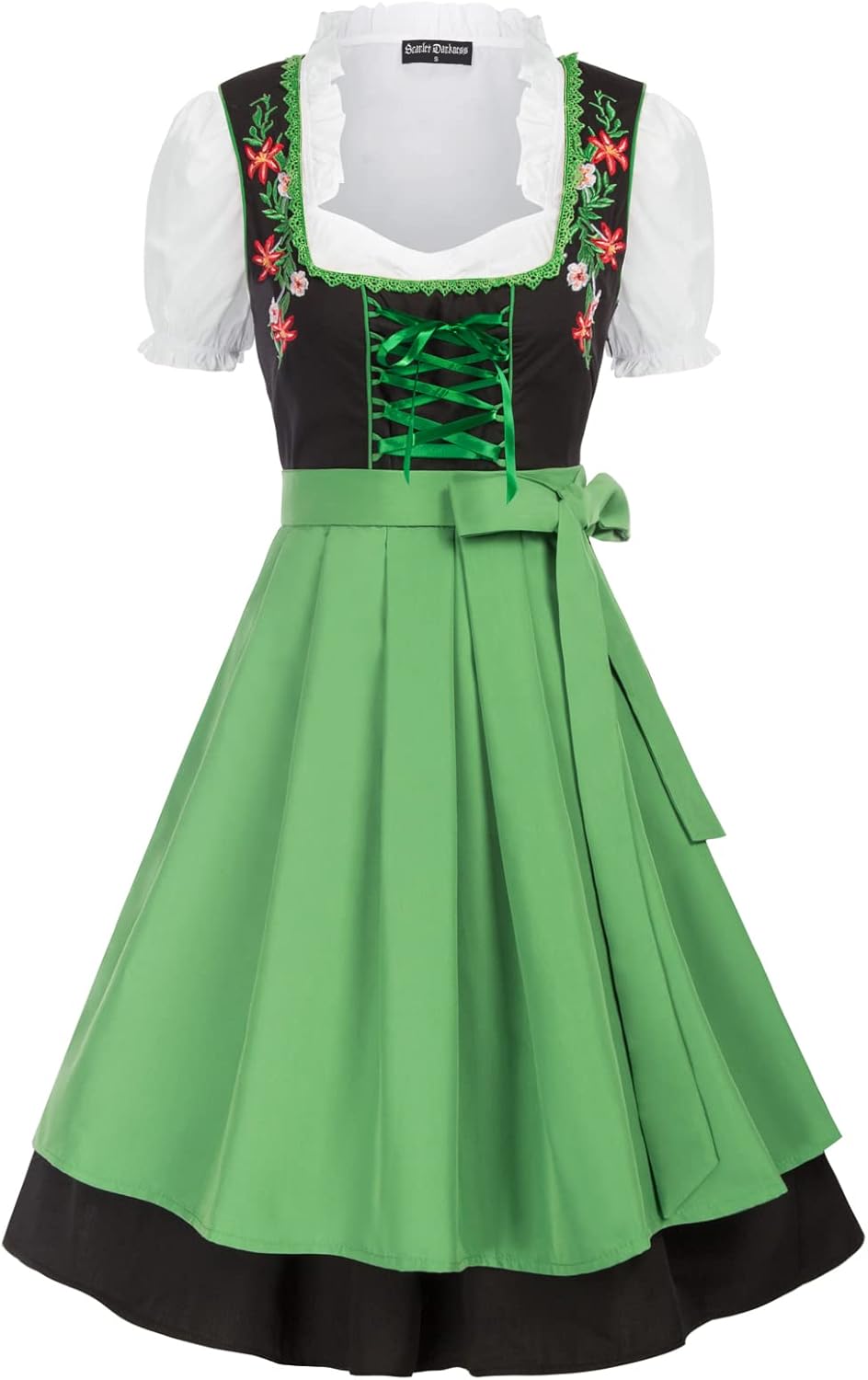 SCARLET DARKNESS Damen Dirndl Oktoberfest Trachtenkleid Dirndl Kleidung für Oktoberfest 3tlg Kleid B