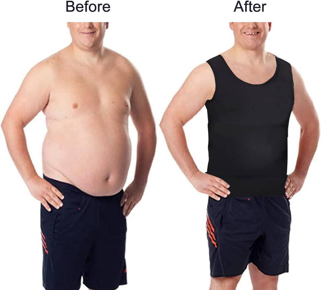 Lgtfy Herren Bauchweg-Unterhemden, figurformende Weste, Gynäkomastie-Kompressions-Shirts, Bauchkontr