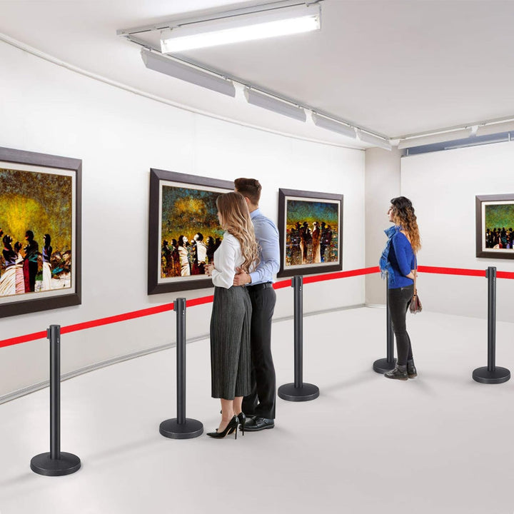 Yaheetech 2-Stück-Set Absperrständer 2m Gurtlänge, Personenleitsystem Absperrständer, Absperrband, A