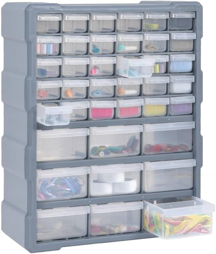 Multi-Schubladen-Organizer mit 39 Schubladen 38x16x47 cm Grau 39 Schubladen, Grau 39 Schubladen