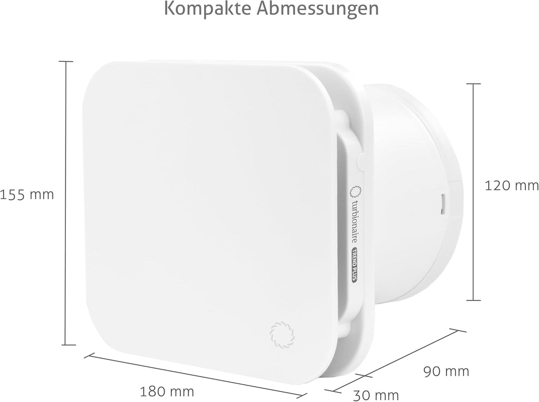 Turbionaire Trend Plus 120 WM Badlüfter 120 mm, Mit Fernbedienung – 7 Geschwindigkeiten + Boost, 25d