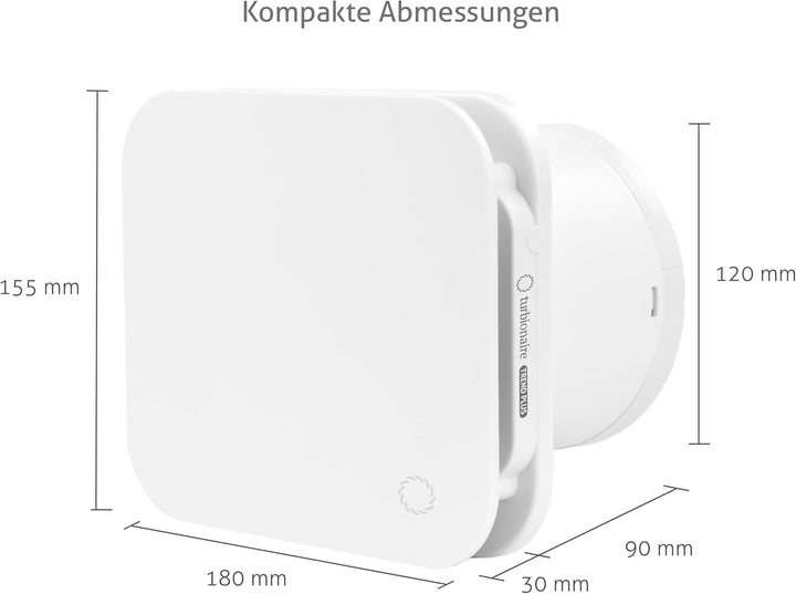 Turbionaire Trend Plus 120 WM Badlüfter 120 mm, Mit Fernbedienung – 7 Geschwindigkeiten + Boost, 25d